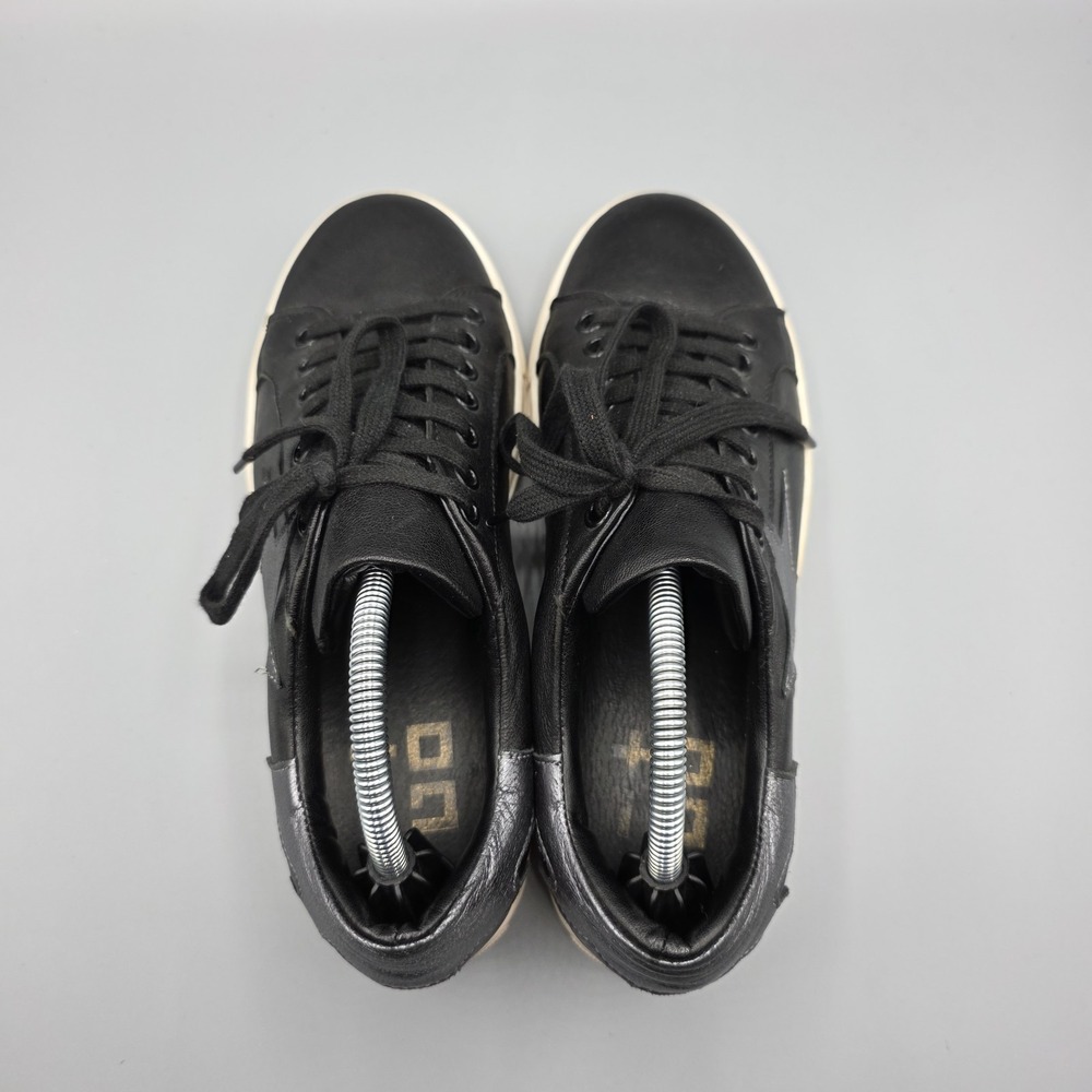 giopiu Sneakers Womens 37 Black Leather Star Low Top Lace Up Designer Shoes - Picture 7 of 16
